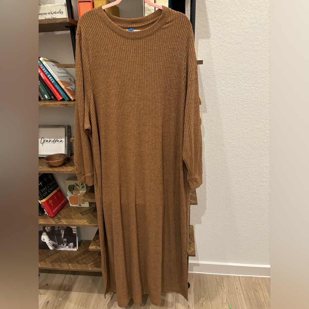 Old Navy Brown Tan Ribbed Maxi Dress 4x 28w 30w plus size